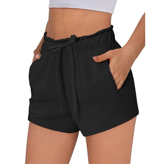 Pinspark Women's Air Cotton Active Shorts Athletic Running Shorts Breathable Comfort Stretch Adjustable Waist with Side Pockets