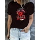 thumbnail image 1 of 1pc Women'S Fashionable Geometric Pattern T-Shirt with Pink Leopard Print Lips, Casual Crew Neck, Knit Polyester Fabric, Medium Stretch, All-Season Comfort Fit, 1 of 6