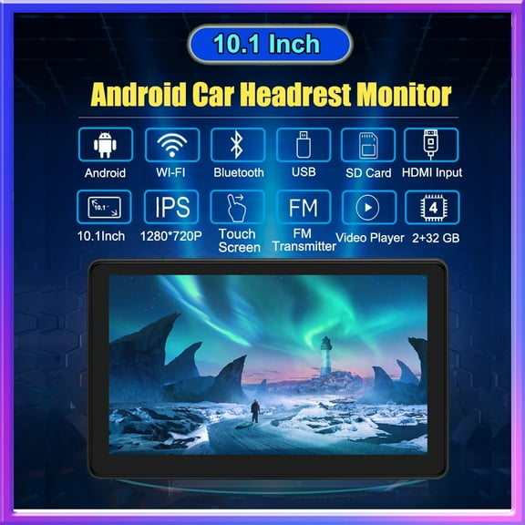10.1 Inch Android Headrest Monitor IPS INCELL Panel Monitors Car Rear View Radio Monitor 2G 32G