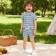thumbnail image 6 of UAYOTSE Toddler Baby Boy Outfit Lapel Short Sleeve T Shirt Knit Elastic Waist Shorts Set Summer Clothes,Sizes 2-3 Years, 6 of 9