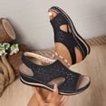 thumbnail image 5 of Women Hollow Out Breathable Sandals rthopedic Wedge Sandal Dressy Flat Open Toe Slingback Platform Espadrilles Sandals Casual Strappy Slip on Sandal Beach Anti-Slip Shoes, 5 of 9