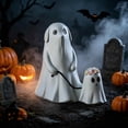 thumbnail image 5 of Liamobondopolis Whimsical Ghost Dog Resin Figurine with Leashed Mini Floral Ghost for Halloween Tabletop Fireplace Mantel Fall Seasonal Decor 6.1 In, 5 of 5