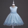 thumbnail image 1 of Vestido de encaje con cuentas para niñas Vestido de princesa con flores para niñas grandes Vestido de tutú con flores de ganchillo y lentejuelas para niñas, 1 of 4