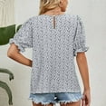 thumbnail image 5 of Oalirro Blouses & Button-Down Shirts Women Blouses and Tops Fashion Women's Round- Neck Broken Flower Short Sleeve Top Black, 5 of 5