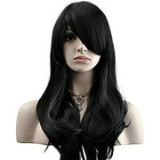 YOPO 28" Wig Long Big Wavy Hair Women cosplay Party costume Wig(Black)