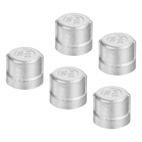 Uxcell 3/8" NPT Pipe Fitting Cap, 5 Pack Stainless Steel Pipe Cap for DIY, Plumbing