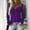 Purple, variant on Women Long Sleeve Crew Neck Shirts Oversized Cut Hollow Rhinestone Tshirts Solid Color Tees Tunic Tops