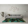 thumbnail image 3 of Ahgly Company Indoor Square Abstract Turquoise Blue Modern Area Rugs, 8' Square, 3 of 4