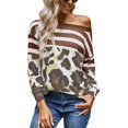 thumbnail image 1 of Sudadera con capucha para mujer, estampado de leopardo, empalme, cuello redondo, manga larga, Top suelto de otoño para mujer, marrón, XXL, 1 of 7