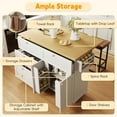 thumbnail image 5 of DTTRA 47" Farmhouse Kitchen Island Set with 2 Stools, Drop Leaf Table & Power Outlet, White, 5 of 7
