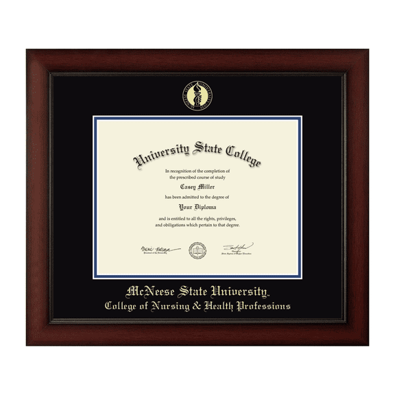 Framerly - Mcneese State Nursing Diploma Frame with Black and Royal Blue Mat
