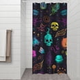 thumbnail image 2 of Neon Halloween Pattern Shower Curtain 36"x72" ,Bathroom Decorative Shower Curtains Set with 12 Hooks,Modern Waterproof Washable Shower Curtain, 2 of 6