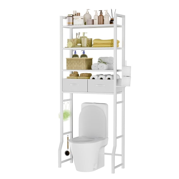 Estantería de almacenamiento para baño Simple Trending de 4 niveles, blanca