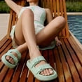 thumbnail image 6 of Cushionaire Fame Pillow Recovery Sandals for Women, Adjustable Double Buckle Waterproof EVA Cloud Slides for Women, 6 of 19