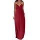 thumbnail image 1 of ICHUANYI Clearance Summer Dresses For Women Casual Boho Solid Color Hoop Sling Beach Long Maxi Dress With Pockets(Wine, M) ICHUANYI WER2023080802125, 1 of 7