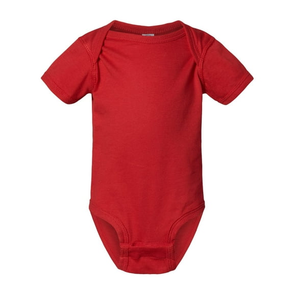 Rabbit Skins Infant 100% Cotton Jersey Lap Shoulder Short Sleeve Bodysuit, Red, 6 Months