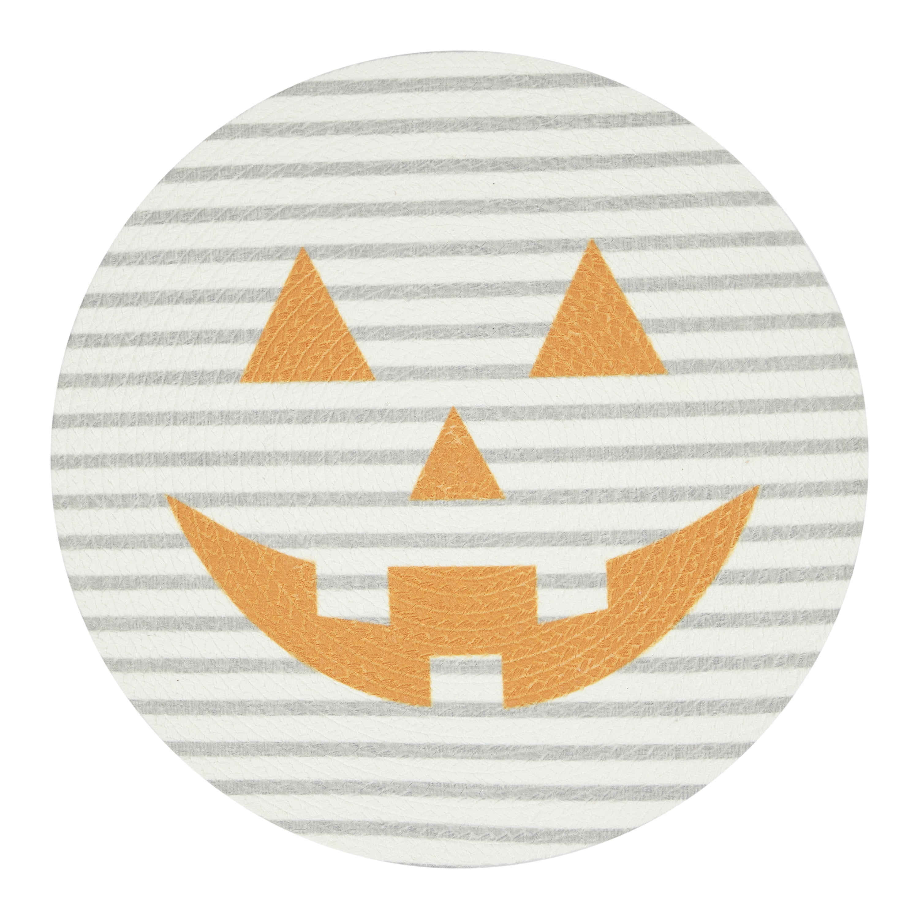 Pumpkin Stripe Round 4 Pack Table Placemat Set - 15" Diameter - 100% Polyester, Multi-color