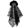 thumbnail image 2 of Gothic Rose Lace Veil Headband, Black Mesh Bridal Headdress for Halloween & Day of the Dead, Floral Crown Costume Accessory, 1 PC Black, 2 of 3