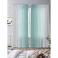 thumbnail image 3 of Sheer Curtains 84 Inches Long, Teal Grey Ombre Light Filtering Window Curtains for Living Room/Bedroom, Farmhouse Gradient Minimalist Rod Pocket Voile Sheer Curtain Drapes, 52"W x 84"L, 2 Panels, 3 of 8
