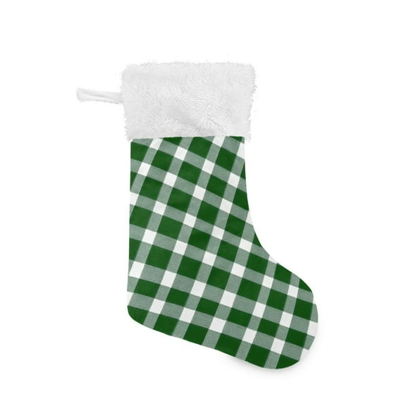Haosy Christmas Stockings for Christmas Tree Fireplace Family Holiday Party 18 inch Green Gingham Pattern