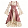 thumbnail image 3 of LEKWK Renaissance Dress Women Plus Size Lace Up Corset Ruffled Medieval Pirate Costume Off Shoulder Bell Long Sleeve Ren Faire Dresses, 3 of 5