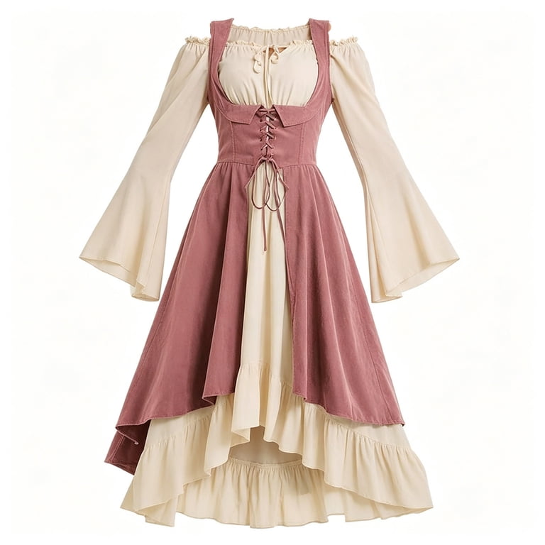 Womens Victorian Dresses long Renaissance Medieval fairy Dresses casual Drawstring pleated dress 2026 Halloween Costume