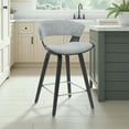 thumbnail image 2 of Jagger Modern Counter Height Bar Stool in Black Brushed Wood Veneer with Gravel Grey Upholstered Seat, 2 of 5