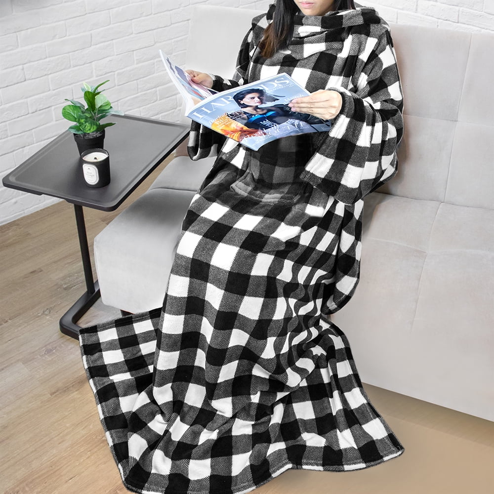 Premium Fleece Blanket with Sleeves for Adult, Women, Men Warm, Cozy