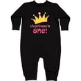 thumbnail image 2 of Inktastic Cute Princess is One 1st Birthday Baby Fleece Romper, 2 of 4