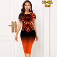 thumbnail image 4 of Nouvelle Tendance d'Été, Nouvelle Conception, Jupe à Manches Courtes Imprimée, Col Rond, Jupe Longueur Genou, Jupe Vintage Moulante pour Femmes, Jupe Ajustée à Dégradé, 4 of 7