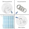 thumbnail image 7 of 72x78 Inch Shower Curtain Buffalo Plaid Bathroom Decor, Waterproof Fabric Bathtub Bath Curtains Decorative Sky Blue Cyan Farmhouse Gingham Striped Extra Long Shower Curtain Set with Hooks, 7 of 7