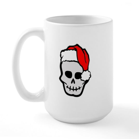 CafePress - Christmas Santa Skull Large Mug - 15 oz Ceramic Large White Novelty Mug