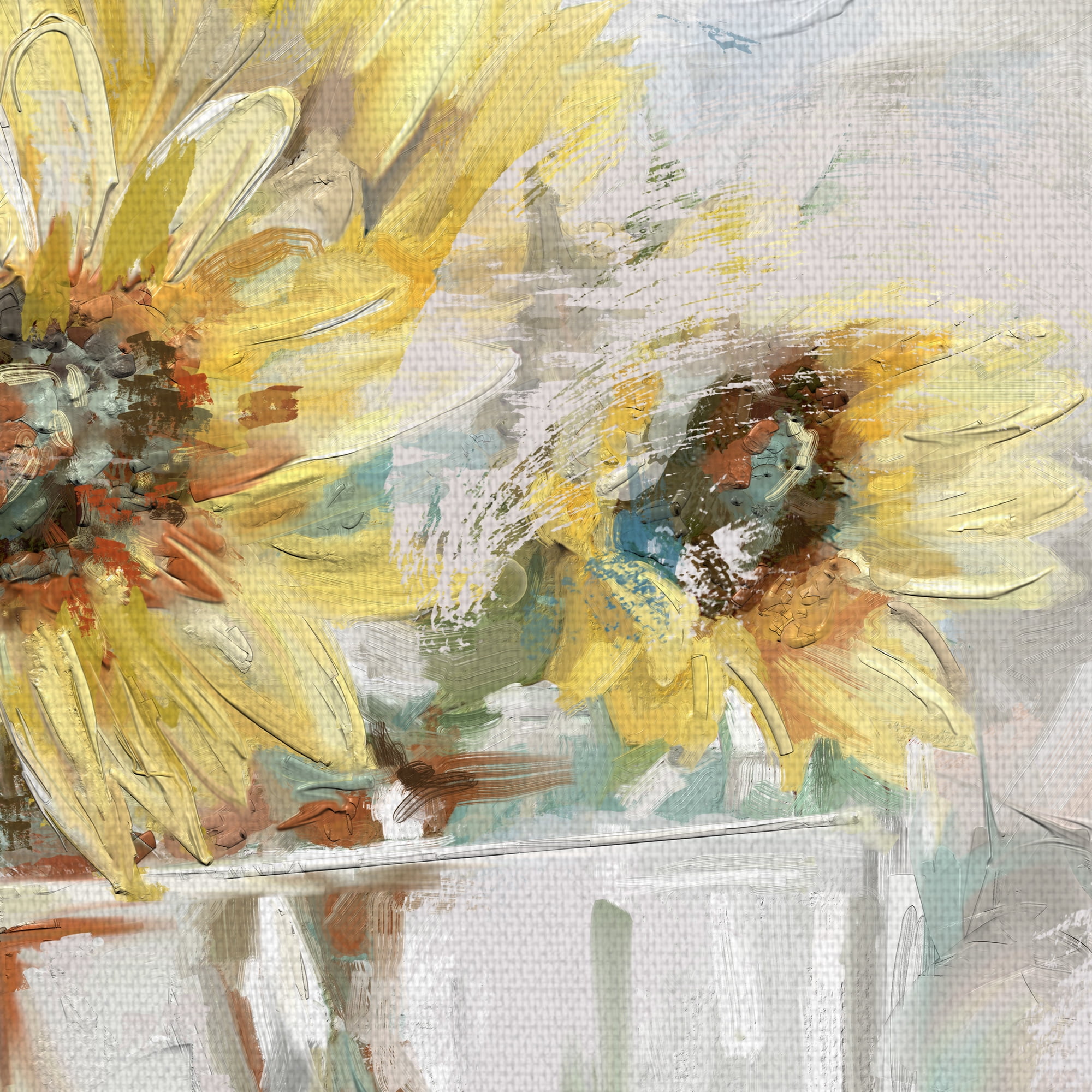 Masterpiece Art Gallery Tournesols Sunflower In Vase By Studio Arts Canvas Art Print 22" x 28"