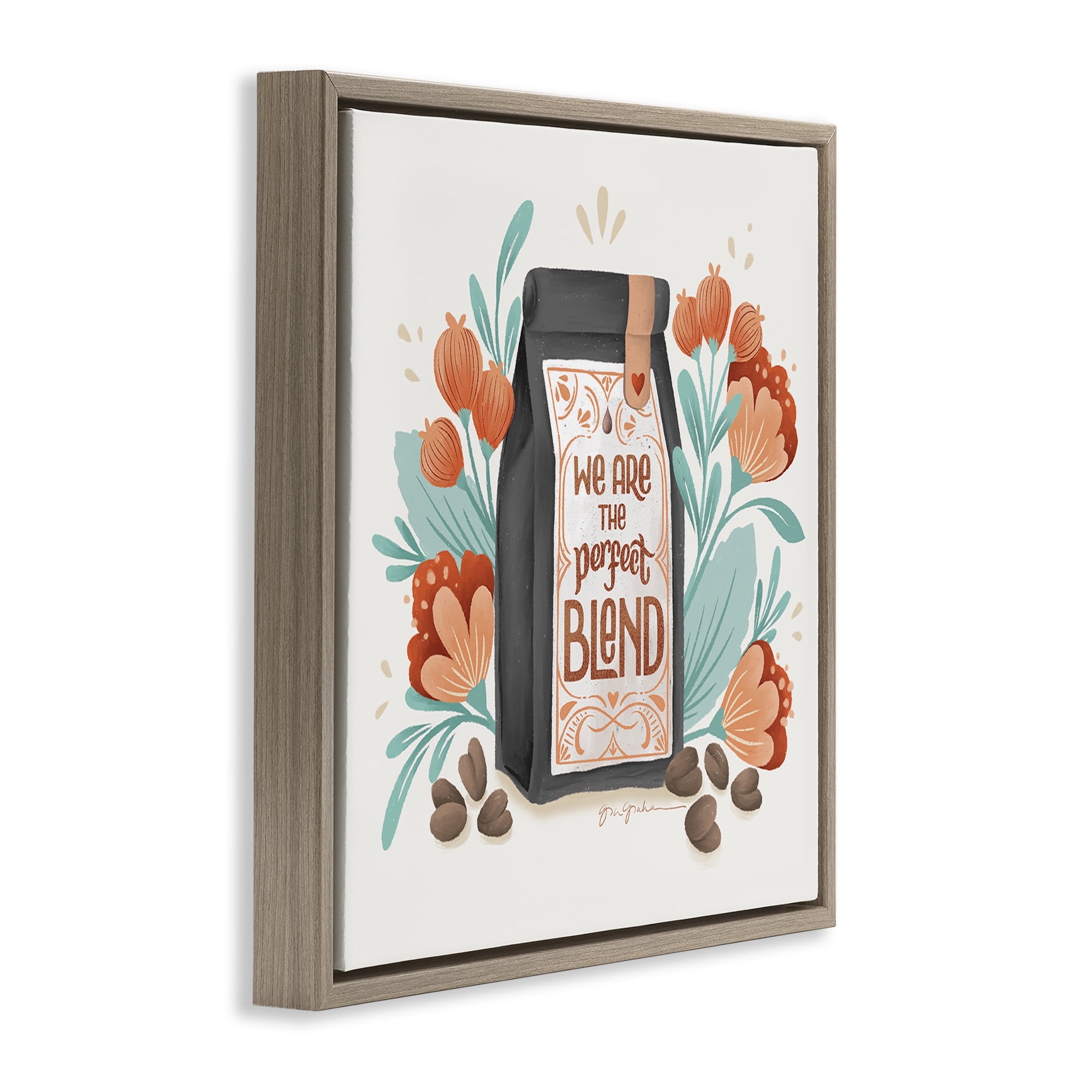 Stupell Industries Perfect Blend Coffee Food & Beverage Painting Brown Floater Framed Canvas Art Print Wall Art, 25 x 25