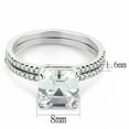 thumbnail image 3 of Womens Rings Silver Princess Cut Squared Stainless Steel Ring with Cubic in Clear, 3 of 5