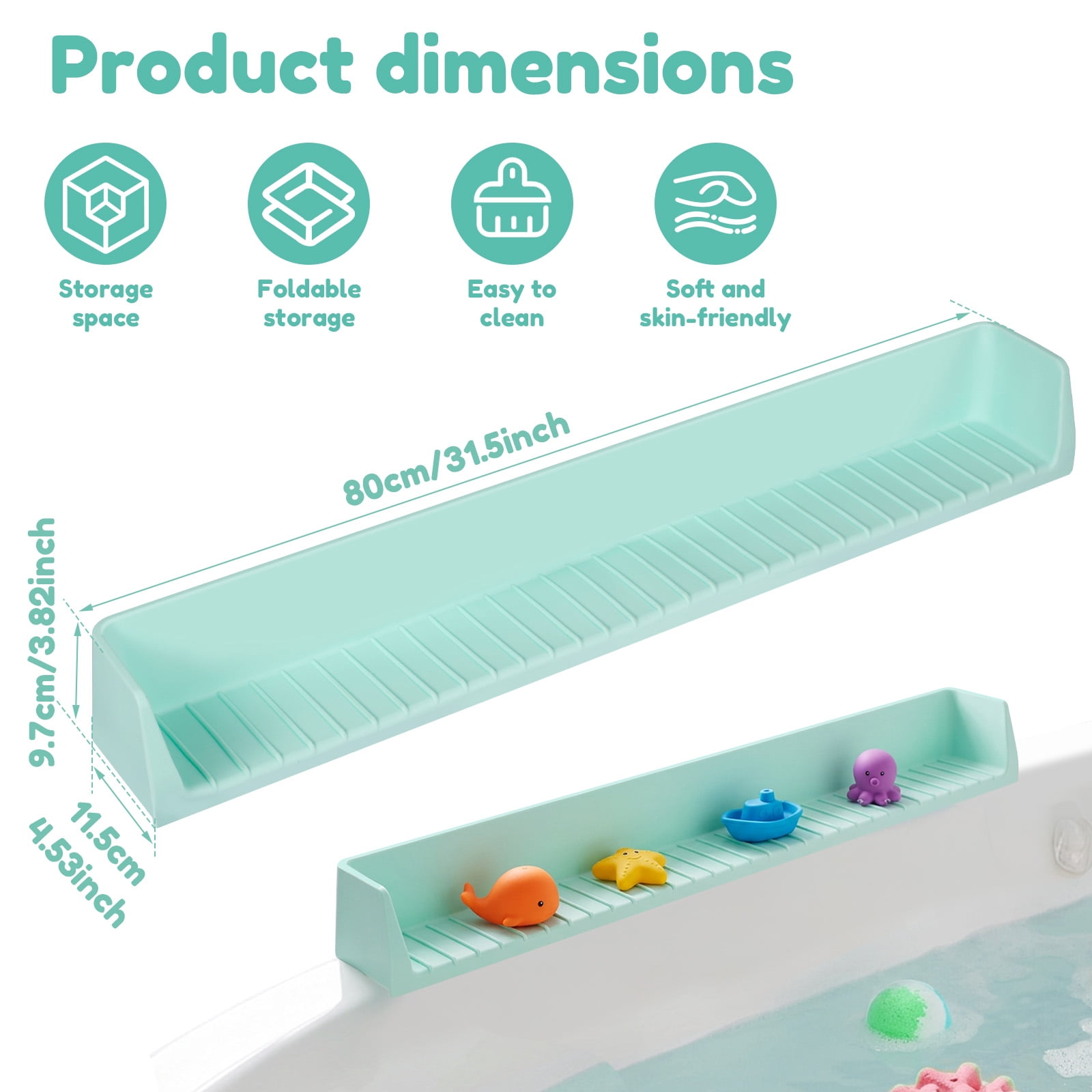 Splash Guard for Bathtub Kids Silicone Bathtub Splash Guard with Suction Cups Bath Tub Play Shelf for Kids and Toy Holder Avoid Water Spill in Bathroom Fun Bath Time for Toddler Baby