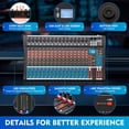 thumbnail image 5 of 16 Channel Audio Mixer, +48V Phantom Power Sound Mixing Console, LED Indicators Bluetooth Live Studio Audio Mixer, for Professional and Beginners Recording Function, 5 of 20