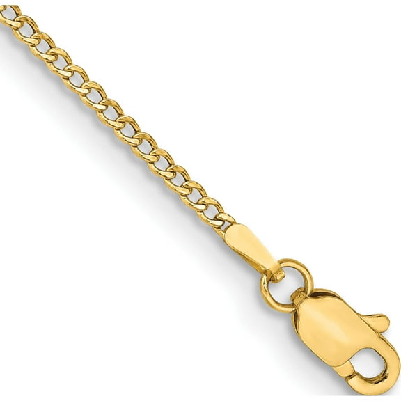 14K Yellow Gold 1.85mm Semi-Solid Curb Chain Anklet (10 X 1.85) Made In South Africa bc193-10