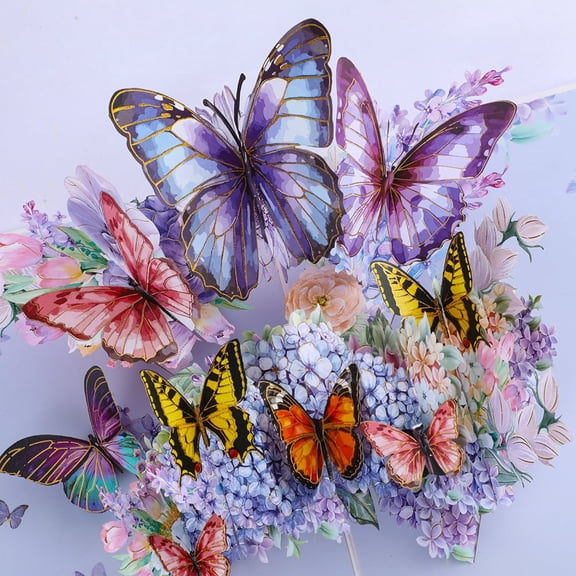 Pop Up Birthday Card, Butterfly Waltz 3D Greeting Card with Envelope for Birthday, Anniversary, Mother's Day Handmade Foldable Greeting Cards for Wife,Girlfriend,Daughter,Mom Purple