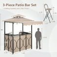 thumbnail image 3 of Gymax 3-Piece Outdoor BBQ Canopy w/ Bar Table & 2 Foldable Bar Chairs Set for Patio Coffee, 3 of 10