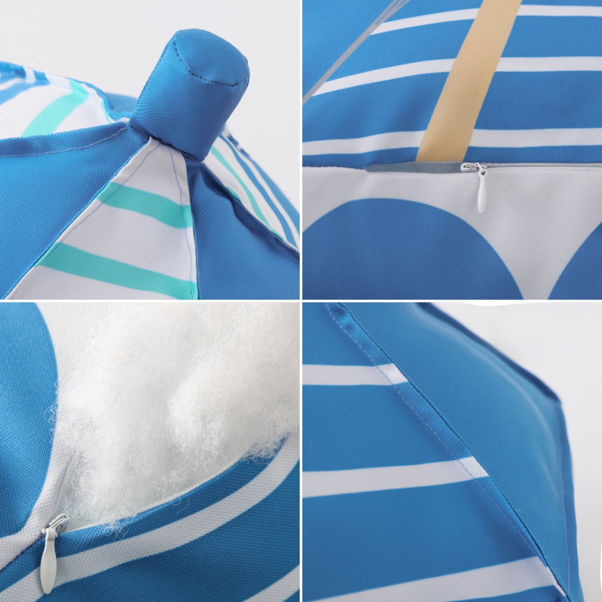 Phantoscope Outdoor Umbrella Shaped Throw Pillow, Waterproof Decorative Patio Pillow, Beach Cushion, Blue, 18 x 18 x 12 in
