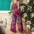 thumbnail image 5 of Jumpsuits for Women Casual Sleeveless Summer Loose Rompers Spaghetti Strap Floral Overalls Red 3XL, 5 of 5