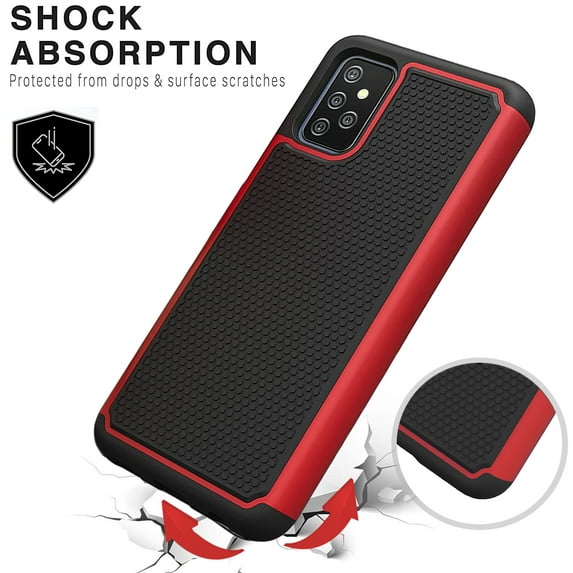 Samsung Galaxy A72 5G Phone Case, Military Grade 6 Feet Drop Test Protection Dual Layer Cover-Red