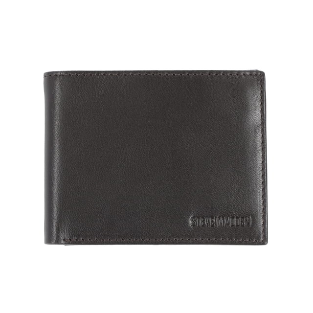 Cartera Steve Madden de piel para hombre con capacidad extra, color marrón