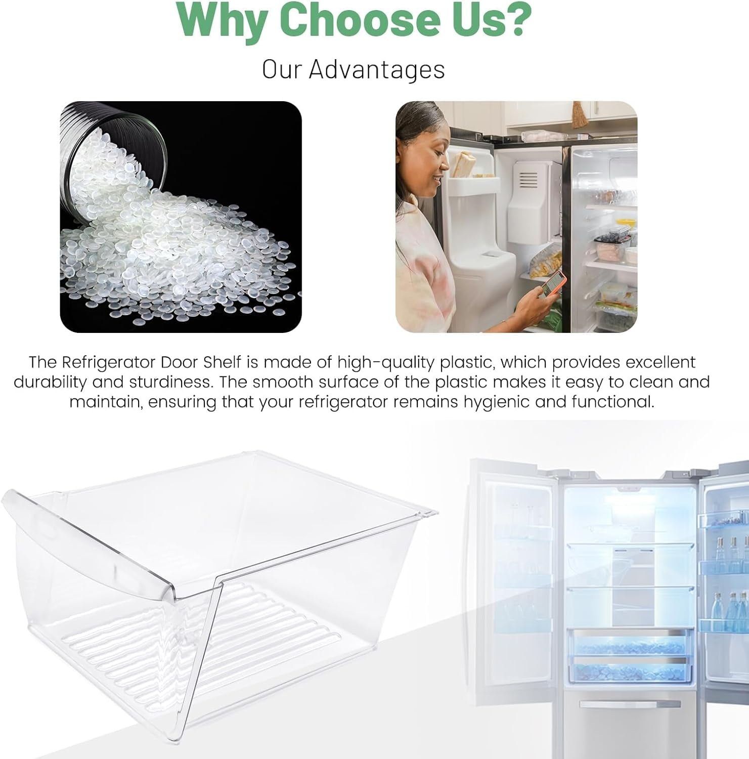 ‎240351061 Upper Crisper Pan Compatible with Frigidaire Refrigerator Freezer Crisper Drawer Replacement for 240351005 240351062 Plastic (PC) Clear