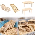 thumbnail image 2 of 4-Piece Hamster Wooden Platform Set with Climbing Ladder and Hideout Tunnel, Small Animal Cage Accessories for Syrian Hamsters, Gerbils, Mice, Enrichment Playground for Active Pets, 2 of 9
