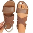 thumbnail image 5 of Up to 25% off Women's Sandals, Xunlbb Women's Fashion Casual Summer New Solid Color Roman Style Elastic Fish Mouth Flat Sandals(Brown,Size:37), 5 of 8