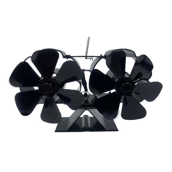 Wood Stove Fan Heat Powered Dual Silent Motors 4 Blades