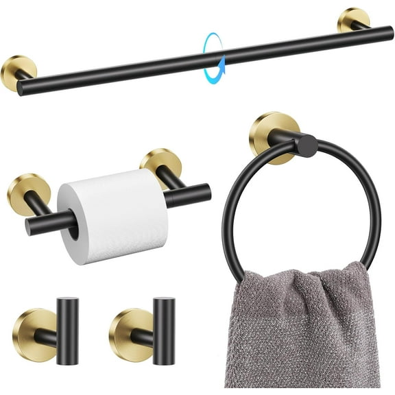 5 Piece Bathroom Towel Bar Holder Sets Brushed Gold Bathroom Hardware Set Stainless Steel Toilet Paper Holder with Shelf Bathroom Accessories