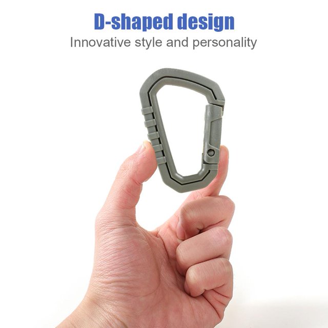 Mosquetón para mochila en forma de D, bolsa de plástico y acero, anillo colgante externo (verde)